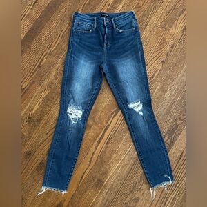 Dear John Distressed Skinny Jeans in Dark Blue